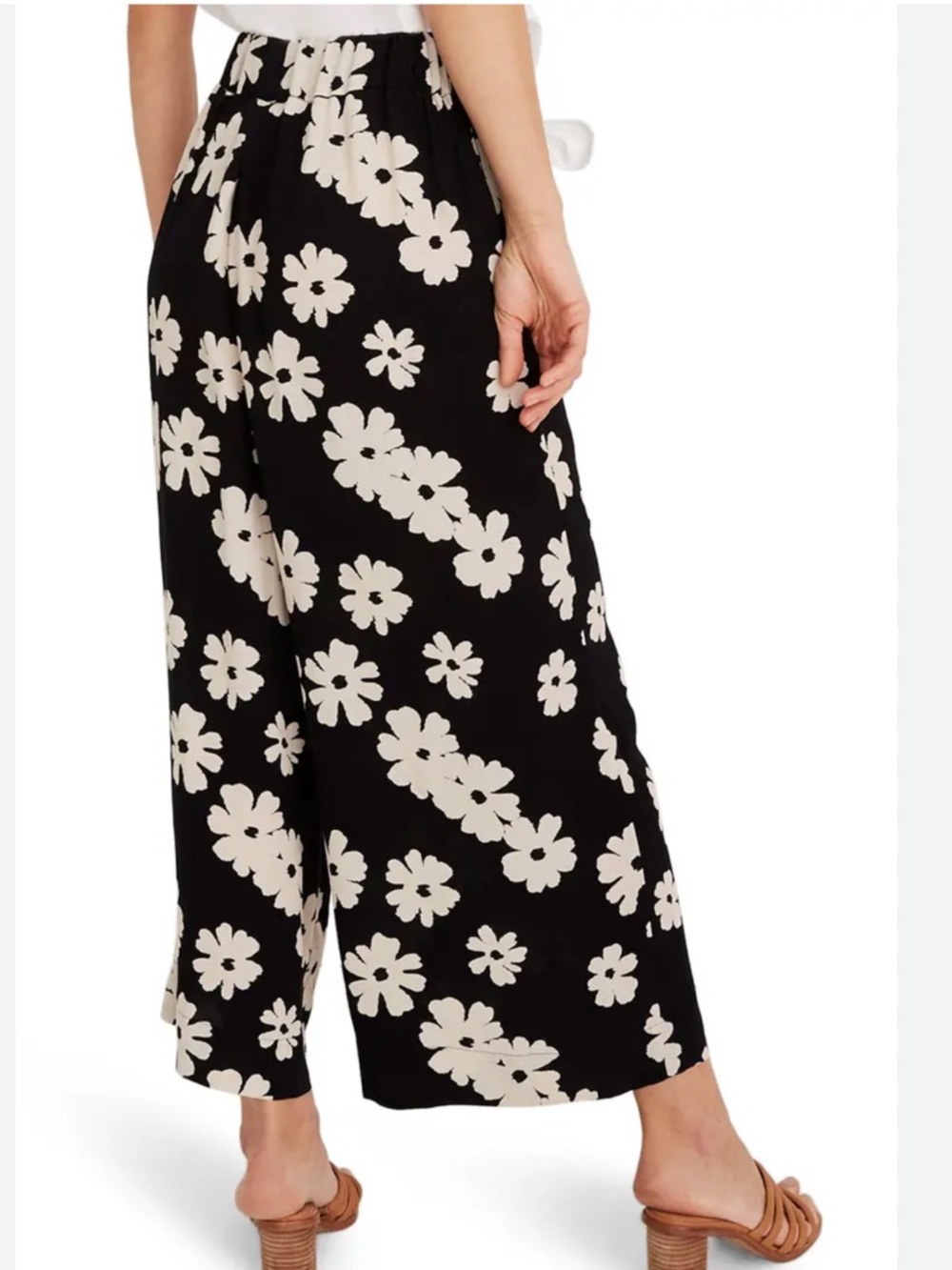 MADEWELL WOMENS HUSTON IKAT PULL ON FLORAL CROPPED PANT BLACK TAN XS